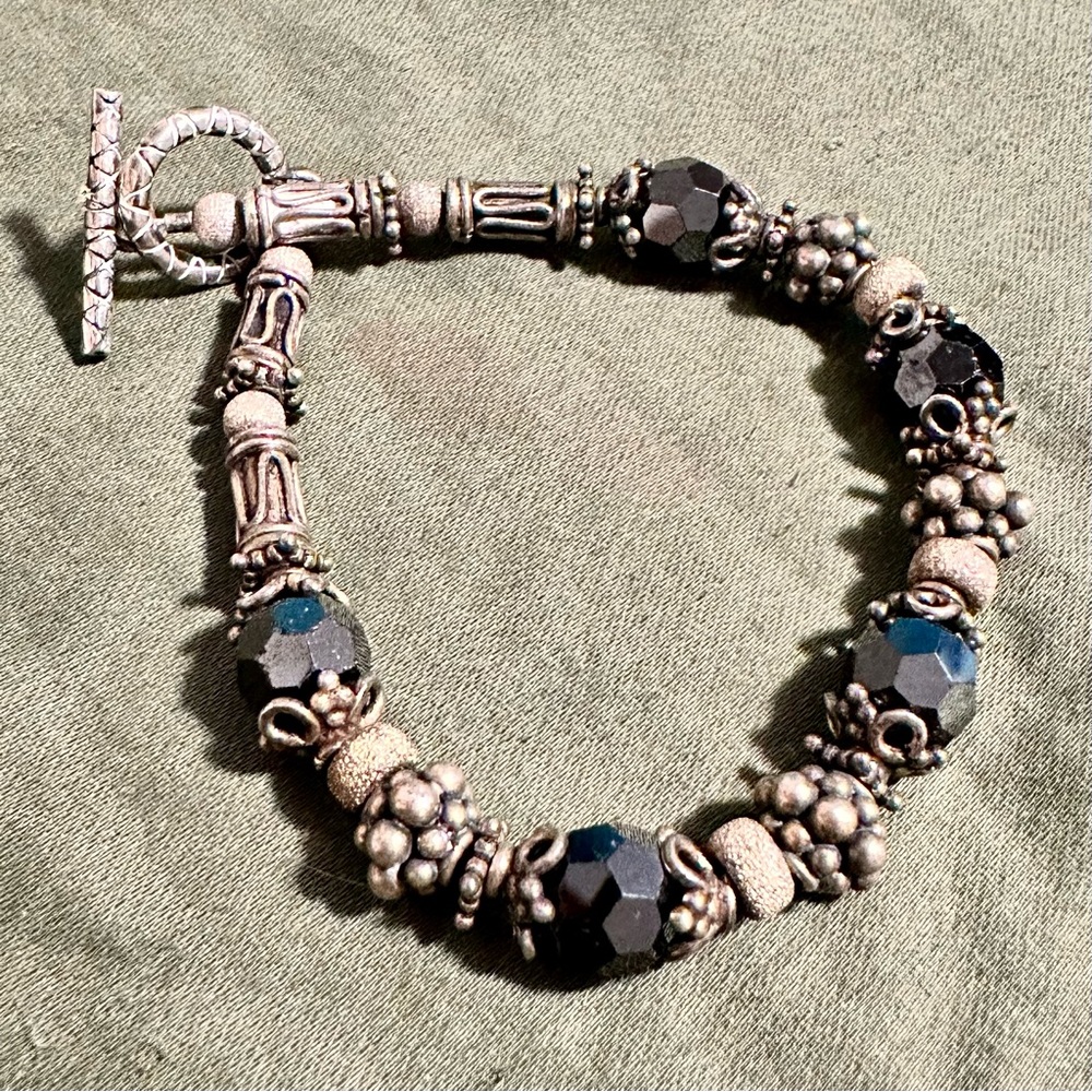 Artisan Sterling Beaded Toggle Clasp Bracelet